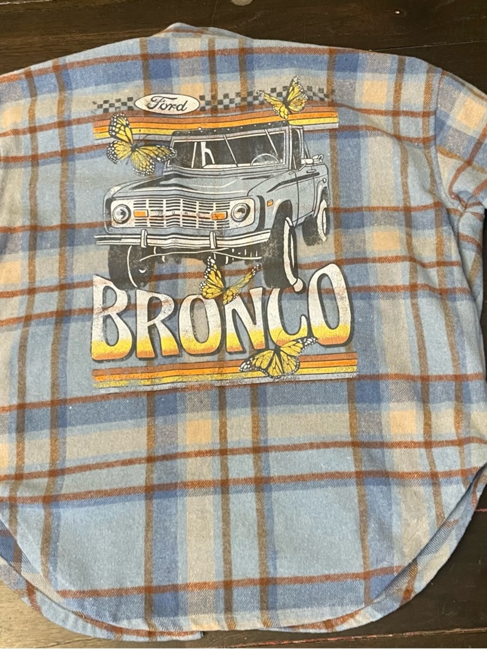 Ford Plaid Shirt Tag Detail - Light Blue and Brown - Picture 2 of 7